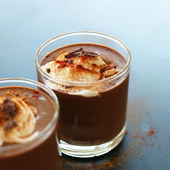 Two glasses filled with our Mayan Drinking Chocolate recipe