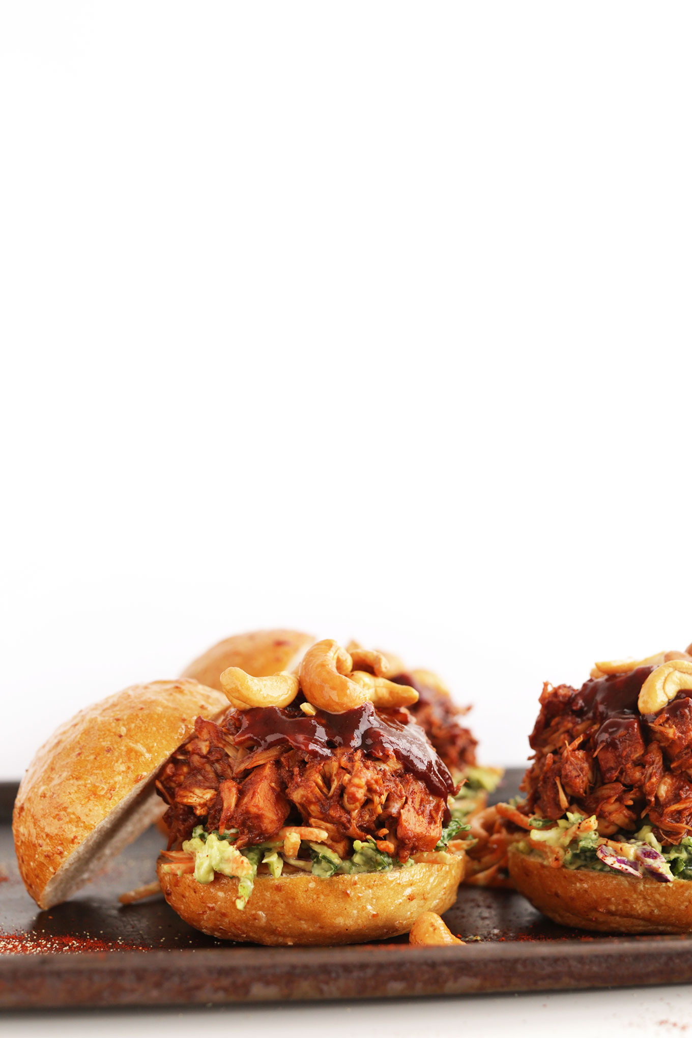 BBQ Jackfruit Sandwiches with Avocado Slaw for a gluten-free vegan dinner