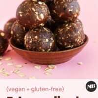 Bowl piled high with homemade peanut butter cup energy bites