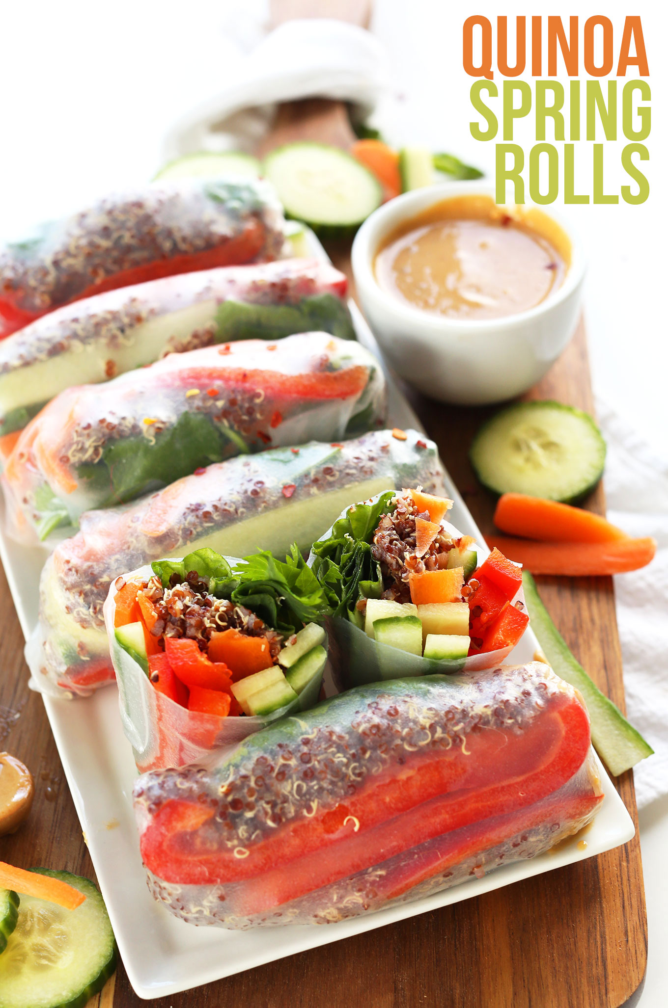 30-Minute QUINOA Spring Rolls with Cashew Dipping Sauce! #vegan #glutenfree #minimalistbaker