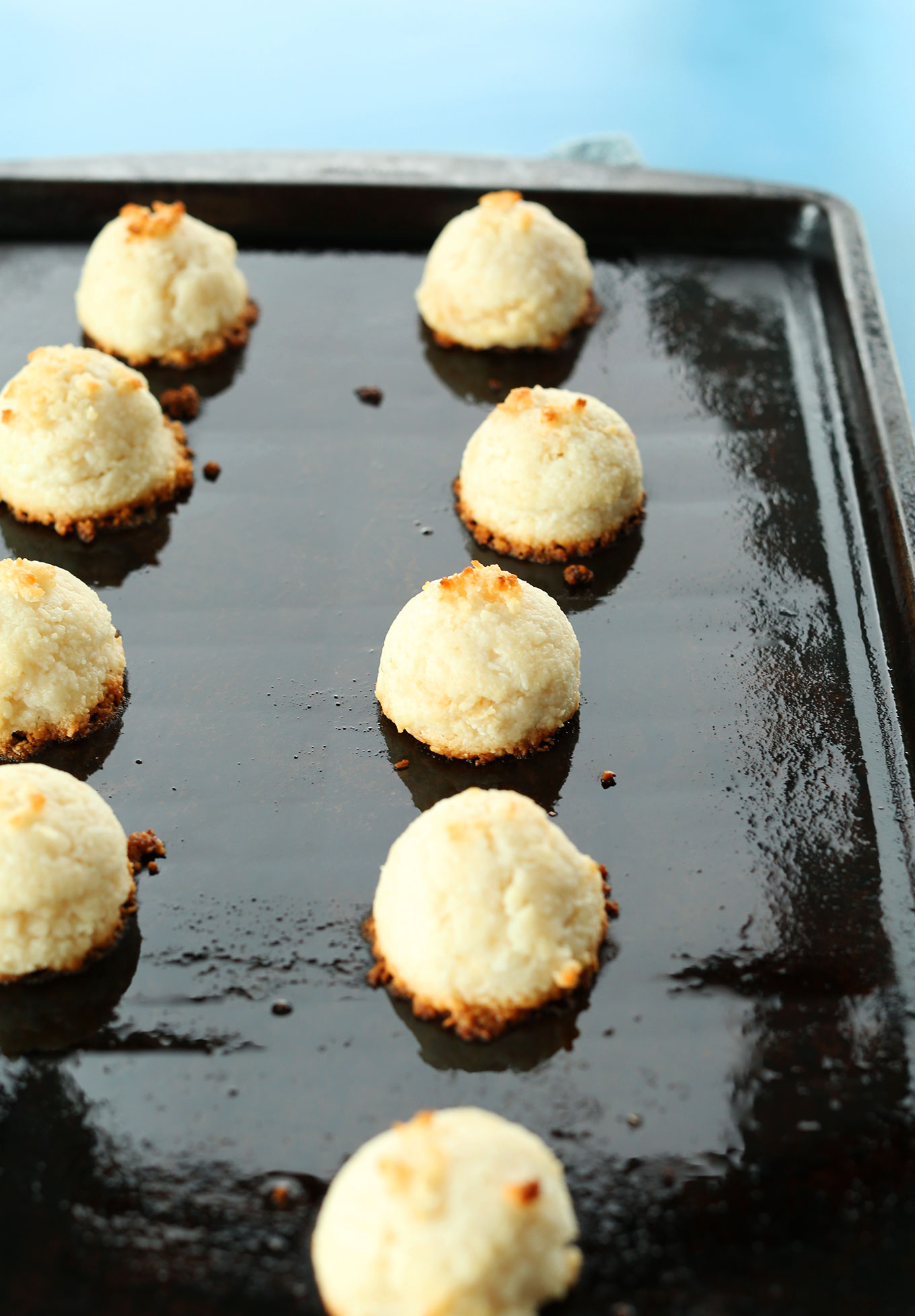 Freshly baked, perfectly browned vegan Coconut Macaroons