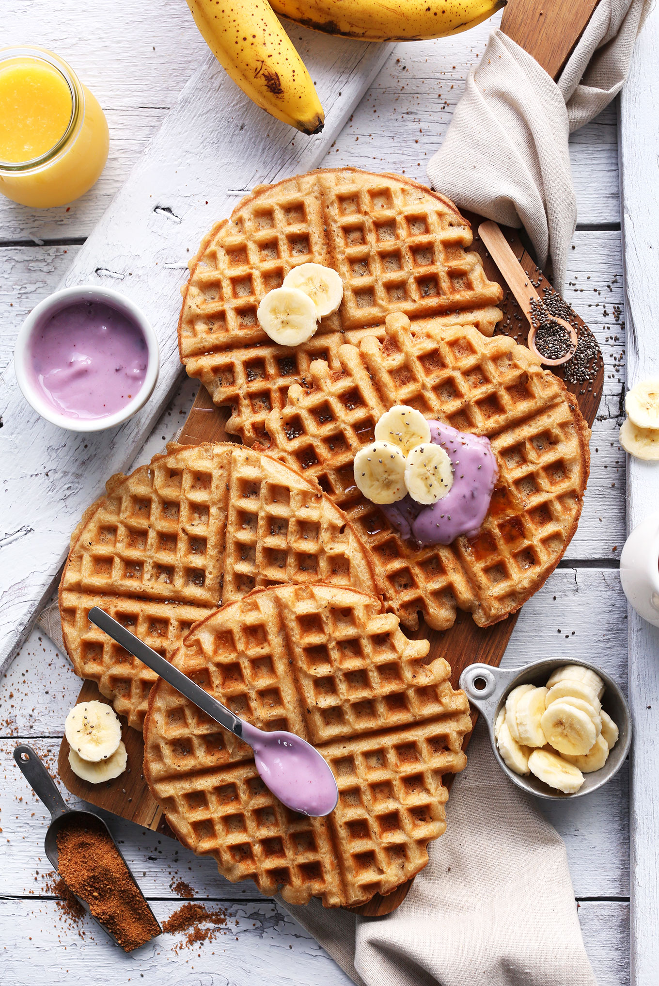 Homemade Vegan GF Yogurt Waffles that are both crispy and tender