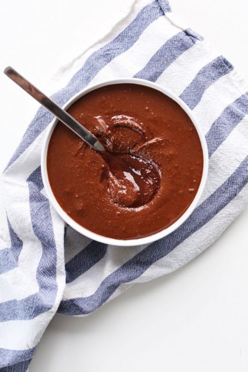 Bowl of our quick and easy homemade healthy Nutella recipe