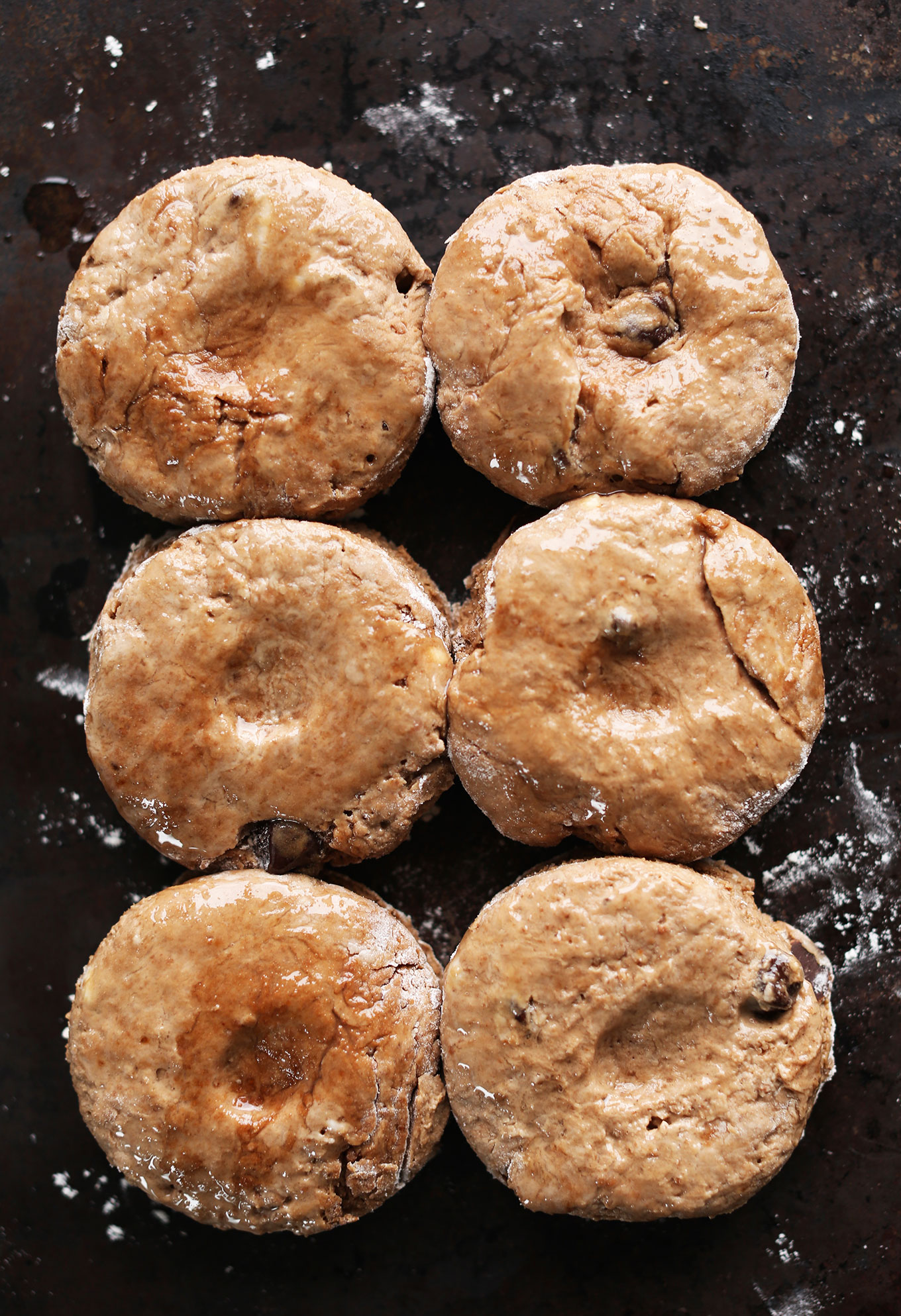 Vegan chocolate shortcakes on a baking sheet