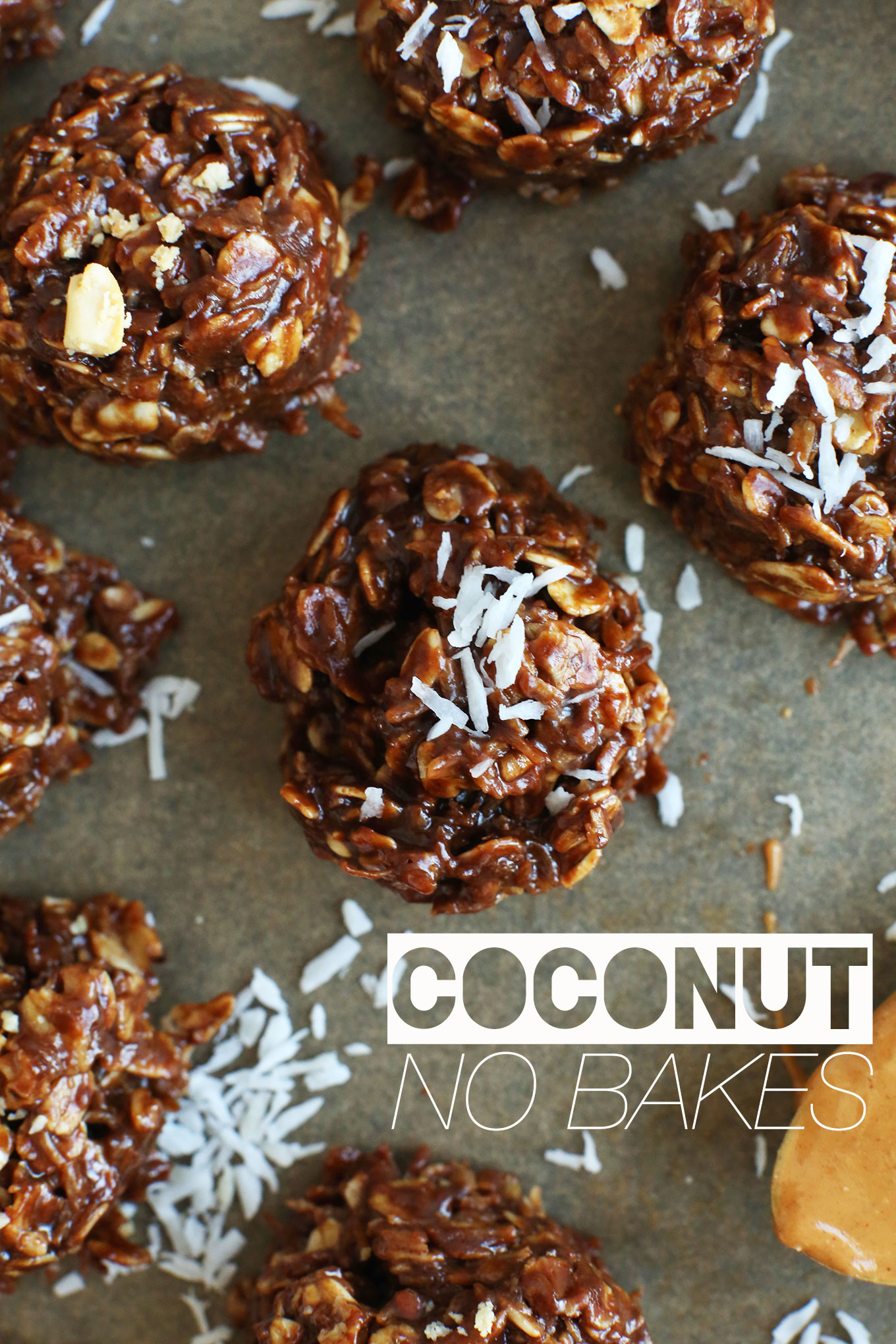 Gluten-free vegan Coconut No-Bake Cookies on parchment paper