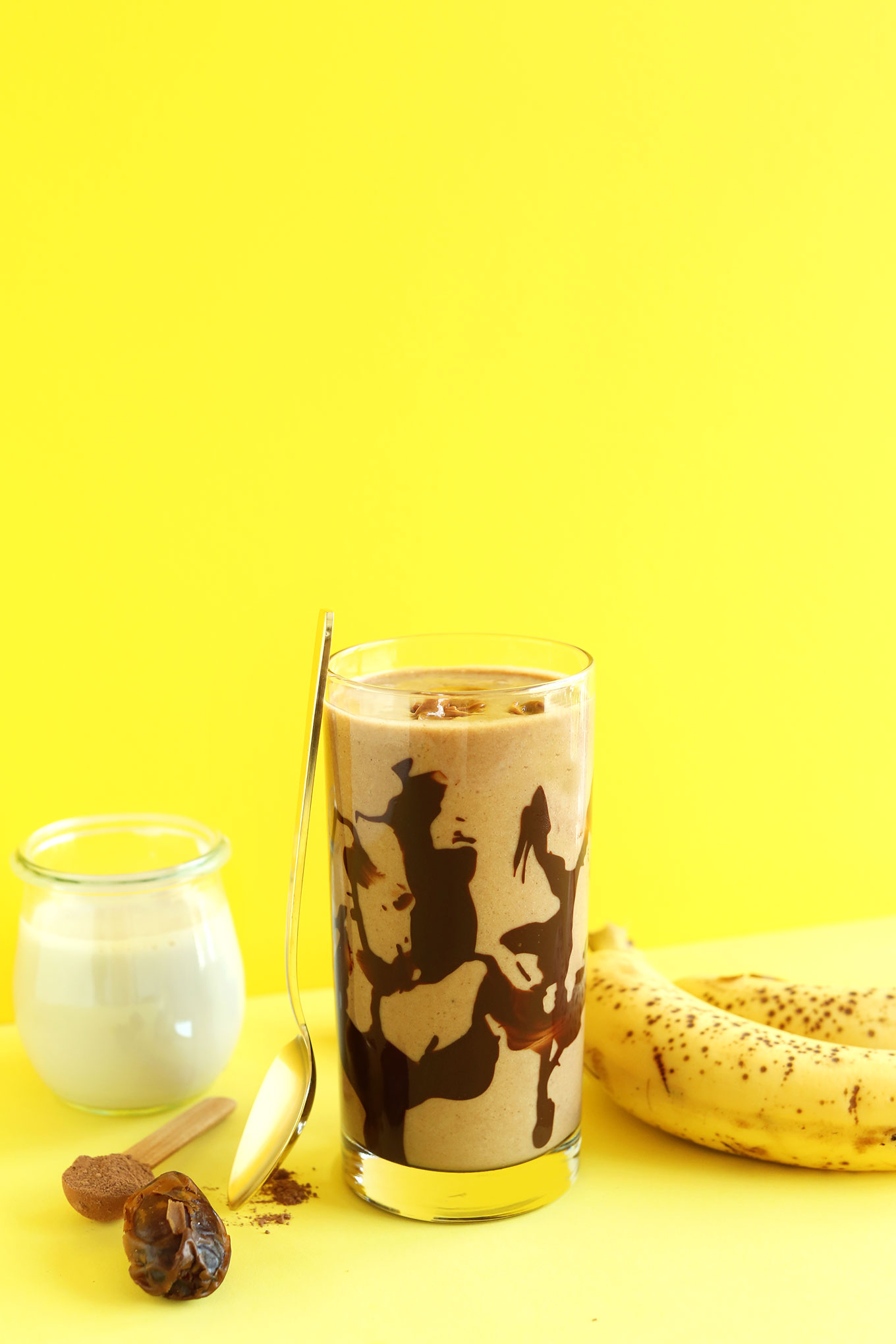 Glass of our Banana Peanut Butter Chocolate Shake recipe