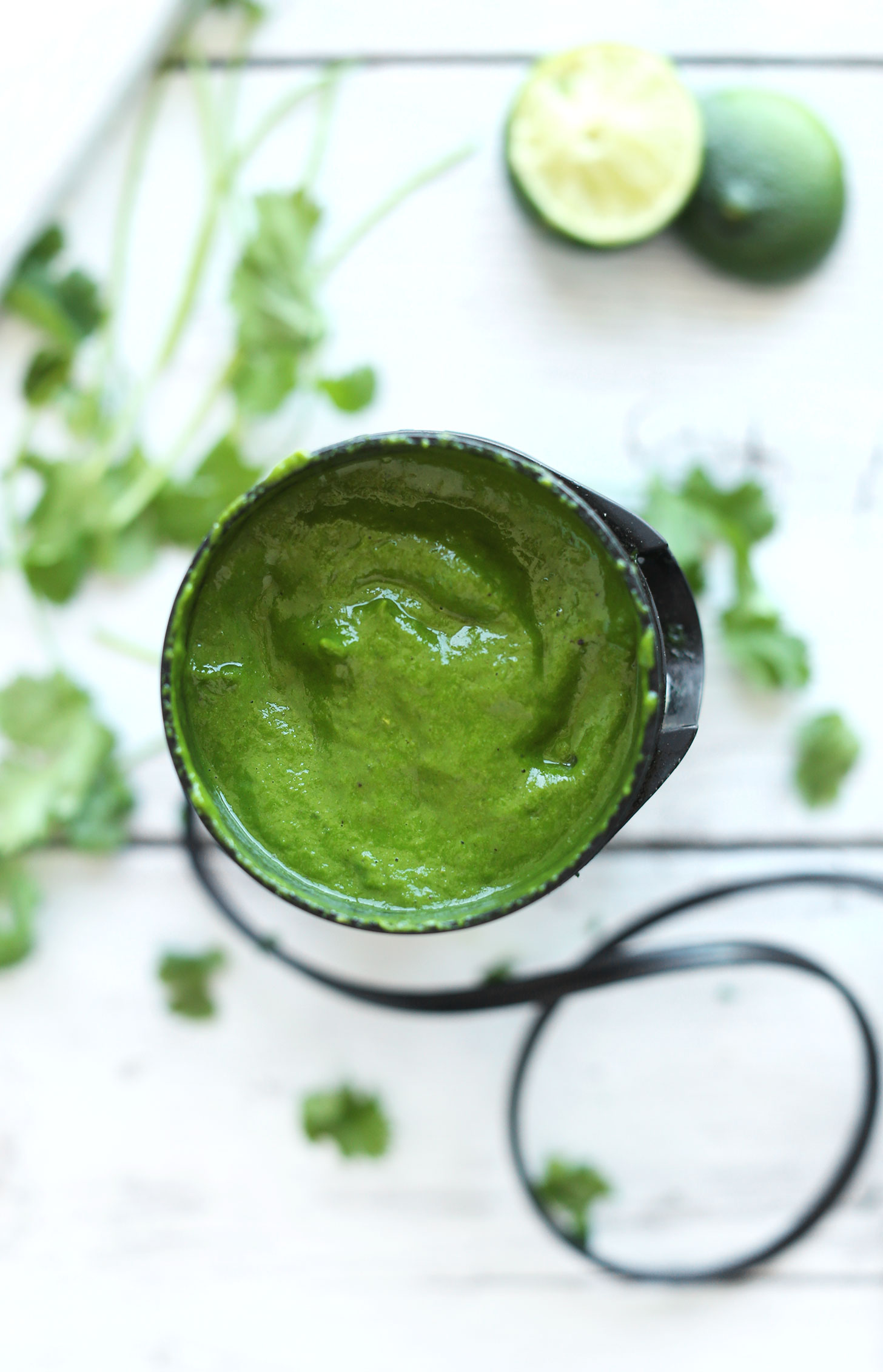 Container of homemade Green Chutney for dipping Samosa-Inspired Potato Cakes