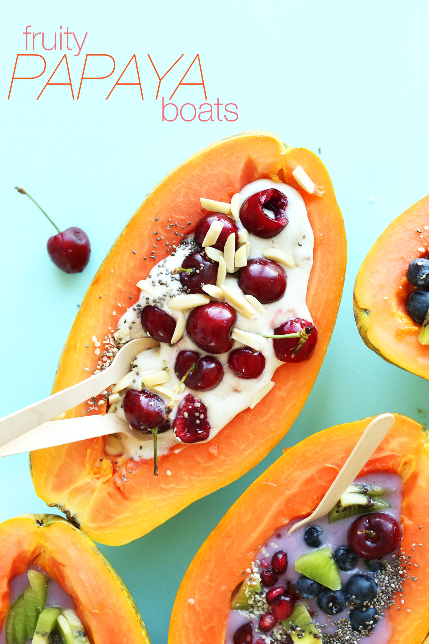 Papaya Boats with fresh fruit and yogurt for a simple healthy breakfast