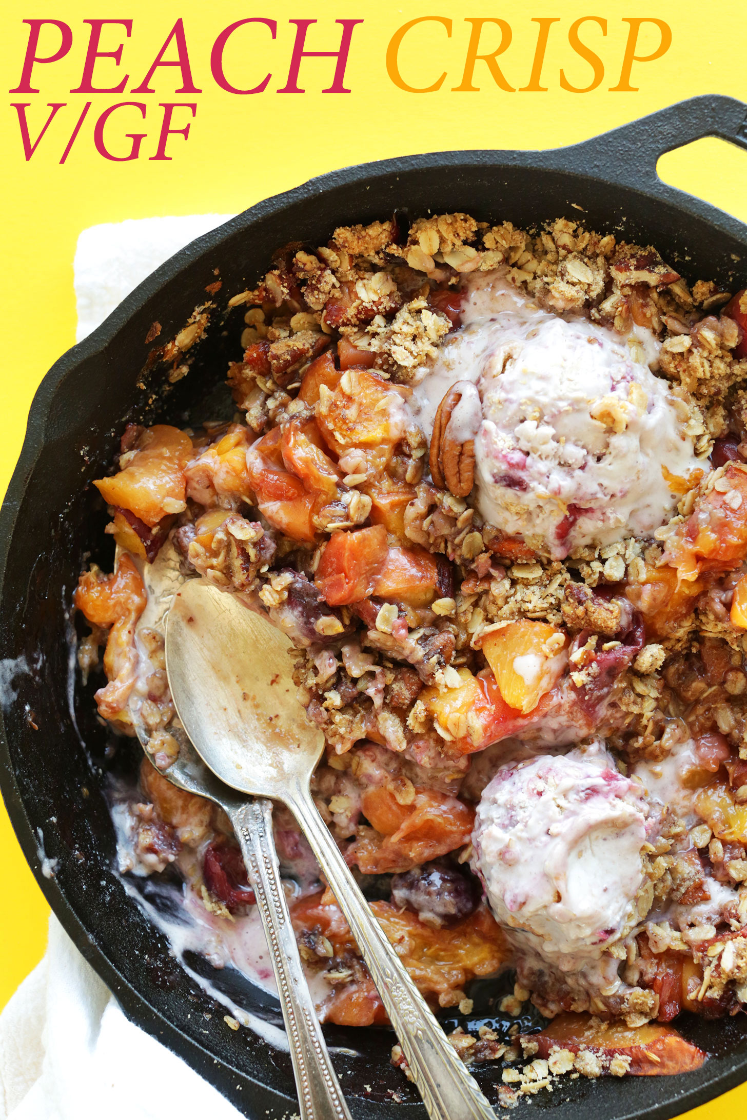 Easy gluten-free vegan cast-iron skillet Peach Crisp