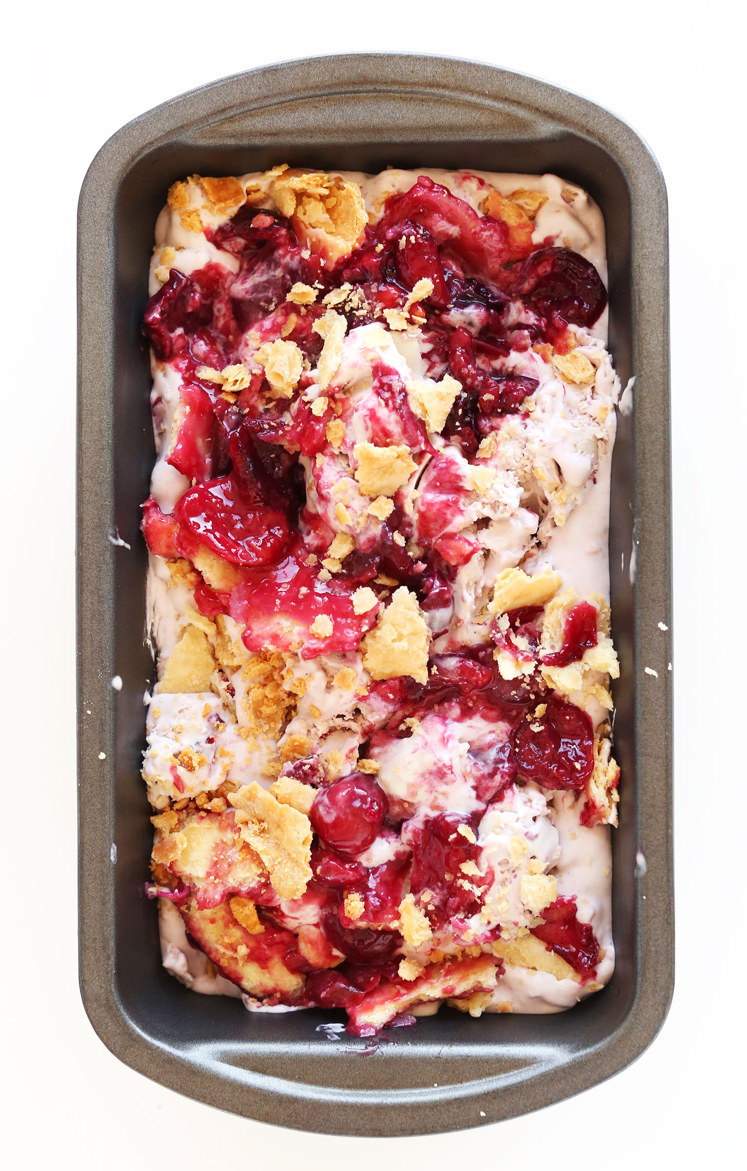 Pan with Vegan Cherry Pie Ice Cream for a summer dessert