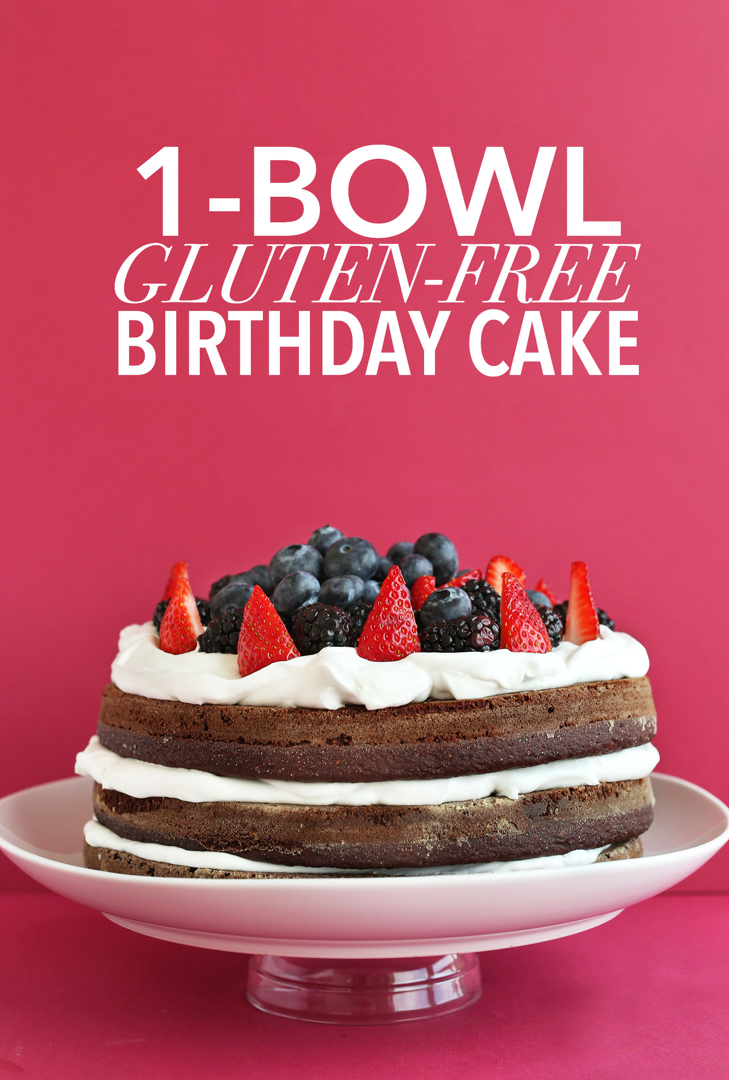 Amazing gluten-free vegan summer birthday cake resting on a cake stand