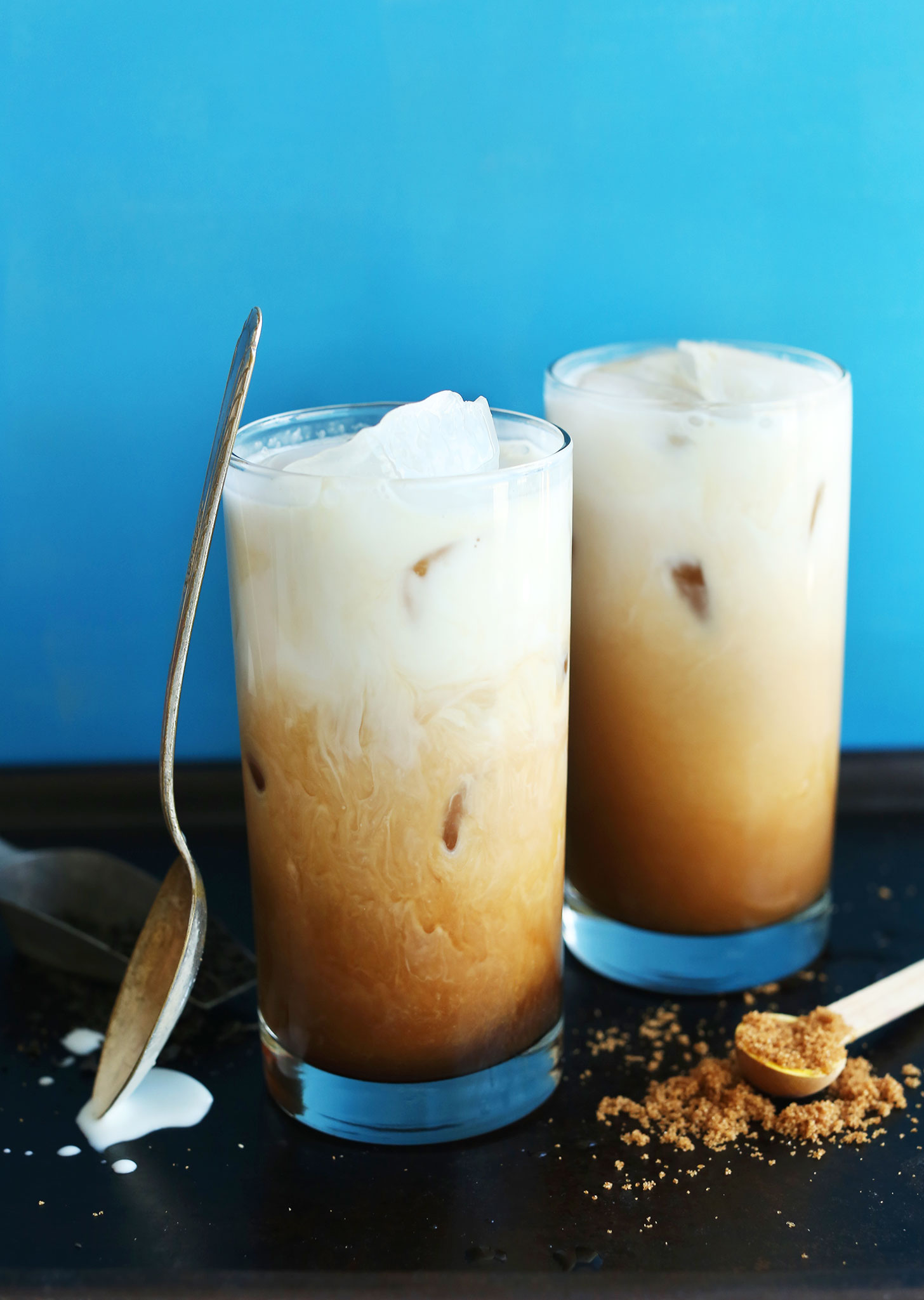 Two big glasses of Vegan Coconut Thai Iced Tea
