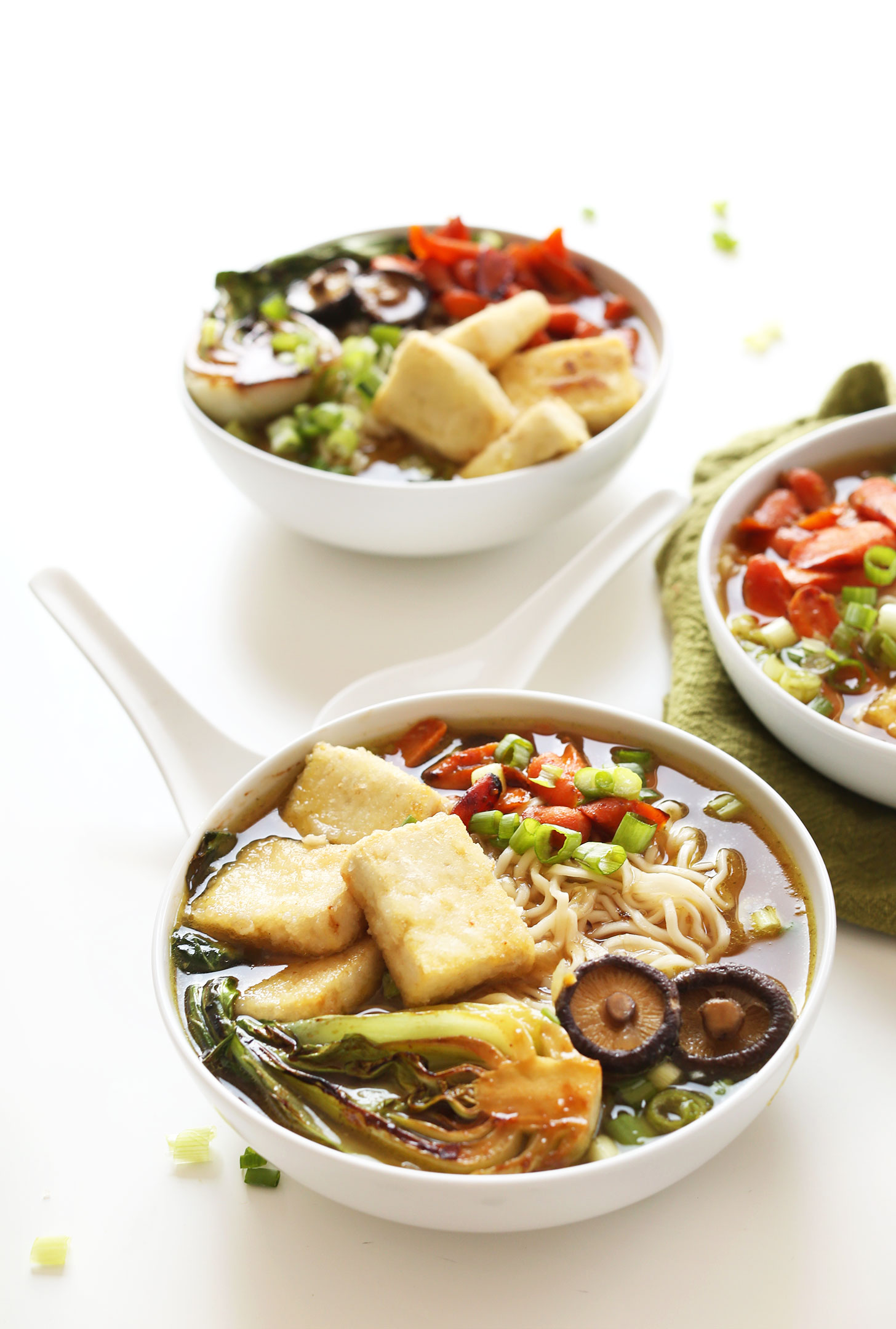 Bowl of our vegan ramen packed with vegetables for a healthy plant-based meal