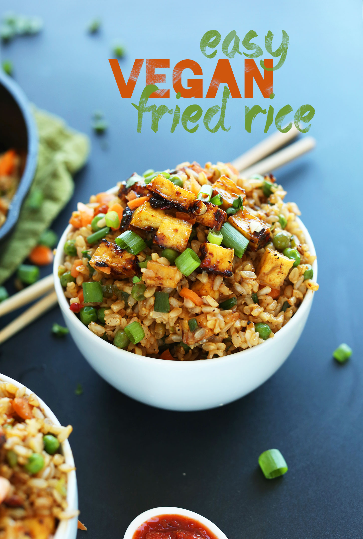 A big serving of our amazing Vegan Fried Rice with Crispy Tofu for dinner