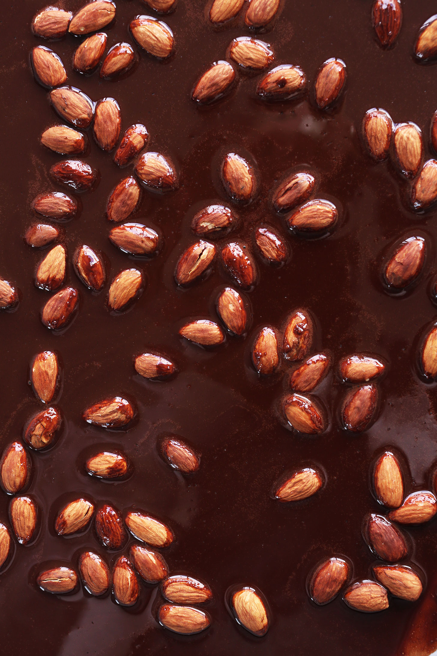 Pan of Almonds in Dark Chocolate for homemade Dark Chocolate Bars