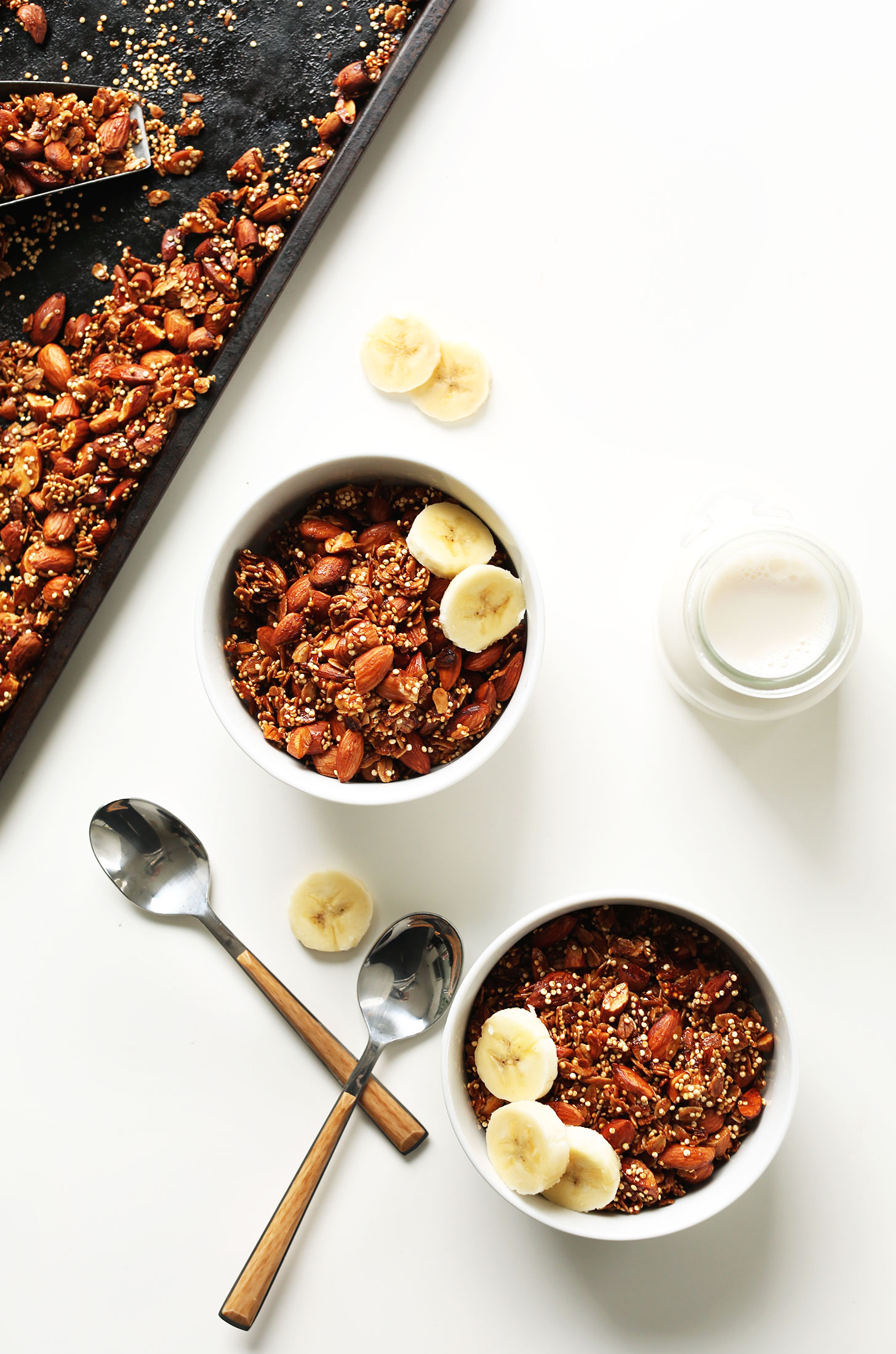 Bowls of our healthy gluten-free Quinoa Granola with Oats & Almonds