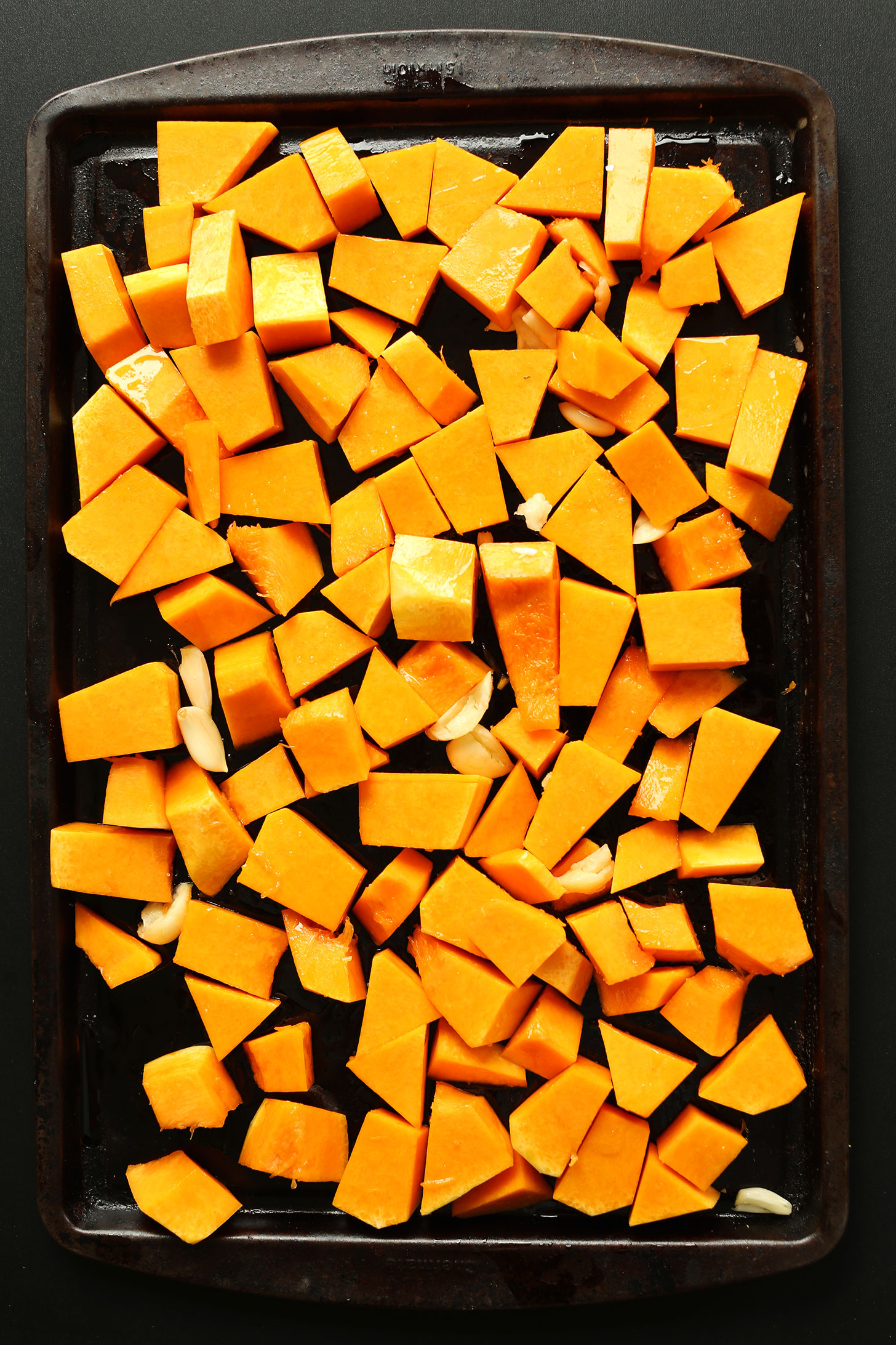 Roasting butternut squash to make homemade vegan pizza sauce