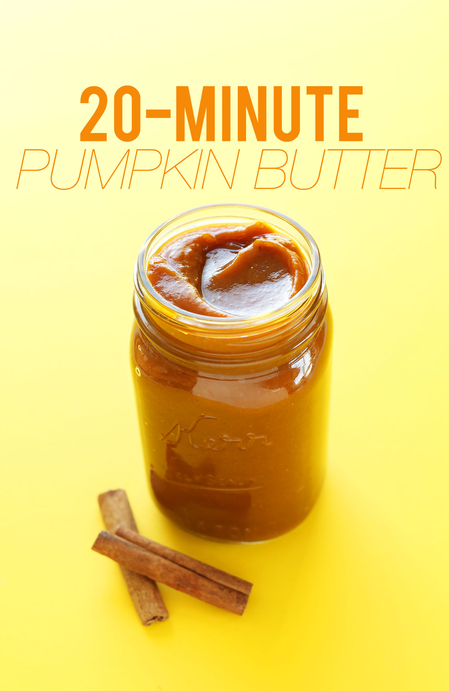 Jar filled with creamy vegan Pumpkin Butter for making delicious dessert and breakfast recipes