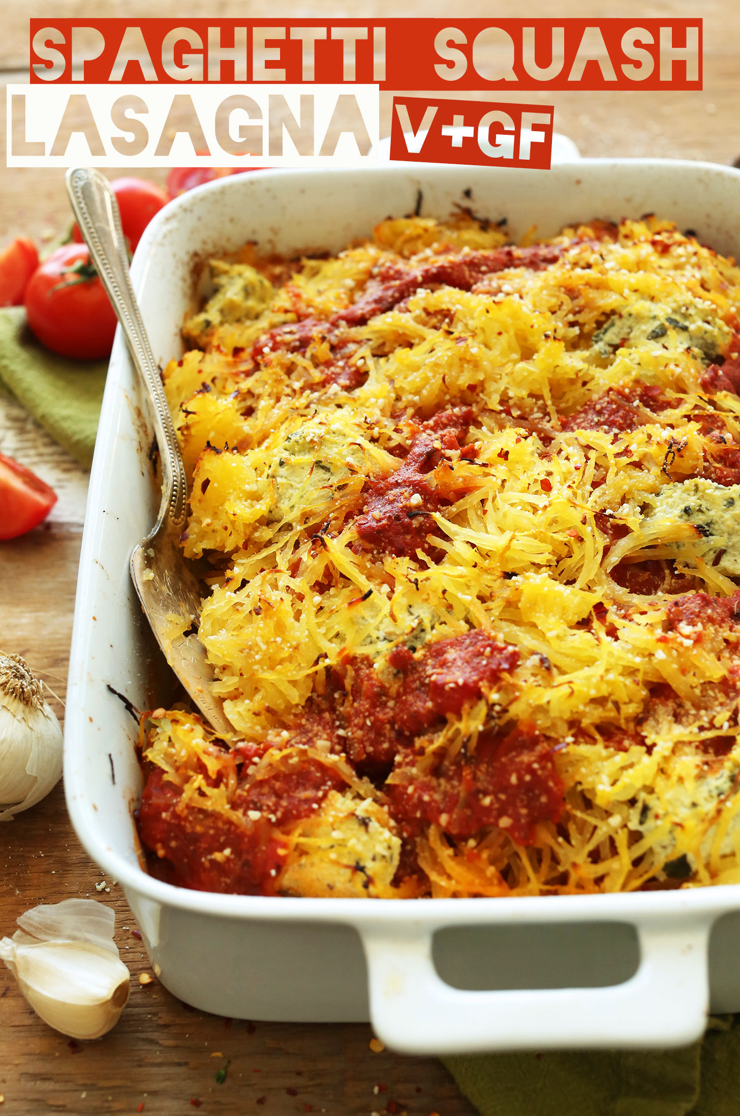 HEALTHY Spaghetti Squash Lasagna Bake! 10 ingredients, plant-based, SO delicious! #vegan #glutenfree #lasagna #recipe #fall #healthy #recipe #minimalistbaker