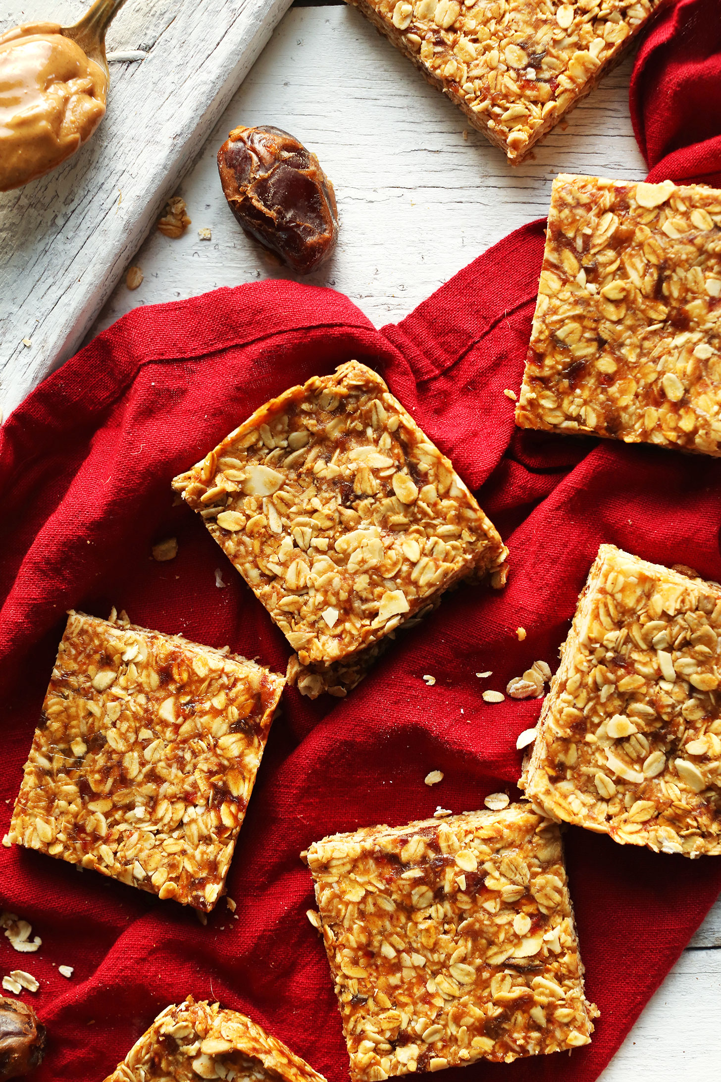 Batch of homemade gluten-free vegan Peanut Butter Granola Bars
