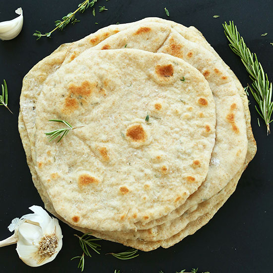 Stack of homemade Vegan Flatbreads