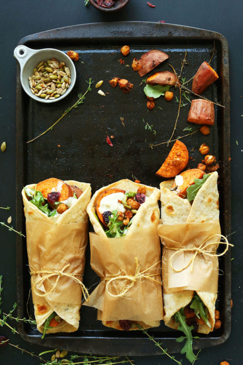 Vegan Fall Thanksgiving Wraps ready to be devoured