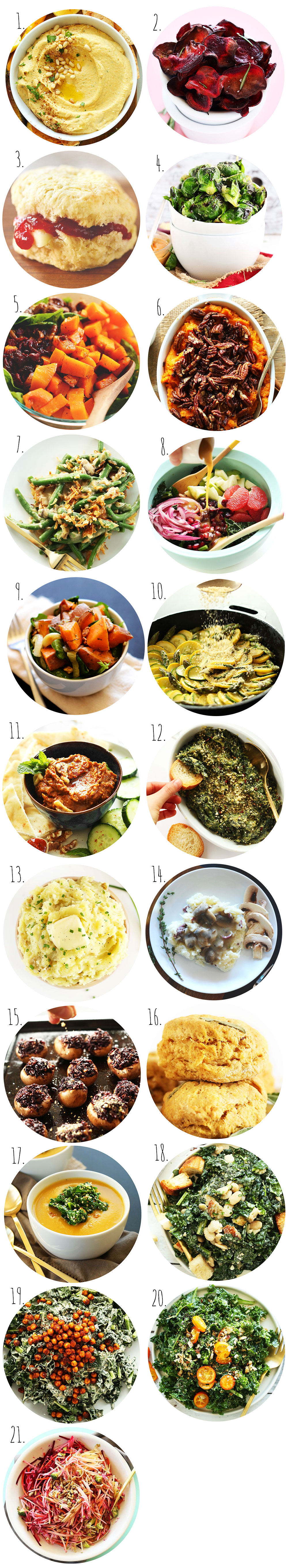 Collection of photos for vegan Christmas side and appetizer recipes