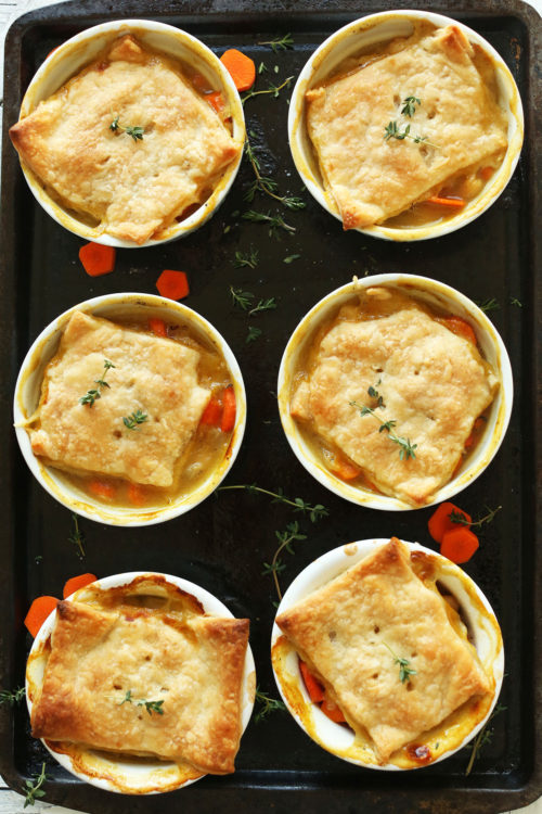 Ramekins filled with delicious flaky White Bean & Thyme Vegan Pot Pies