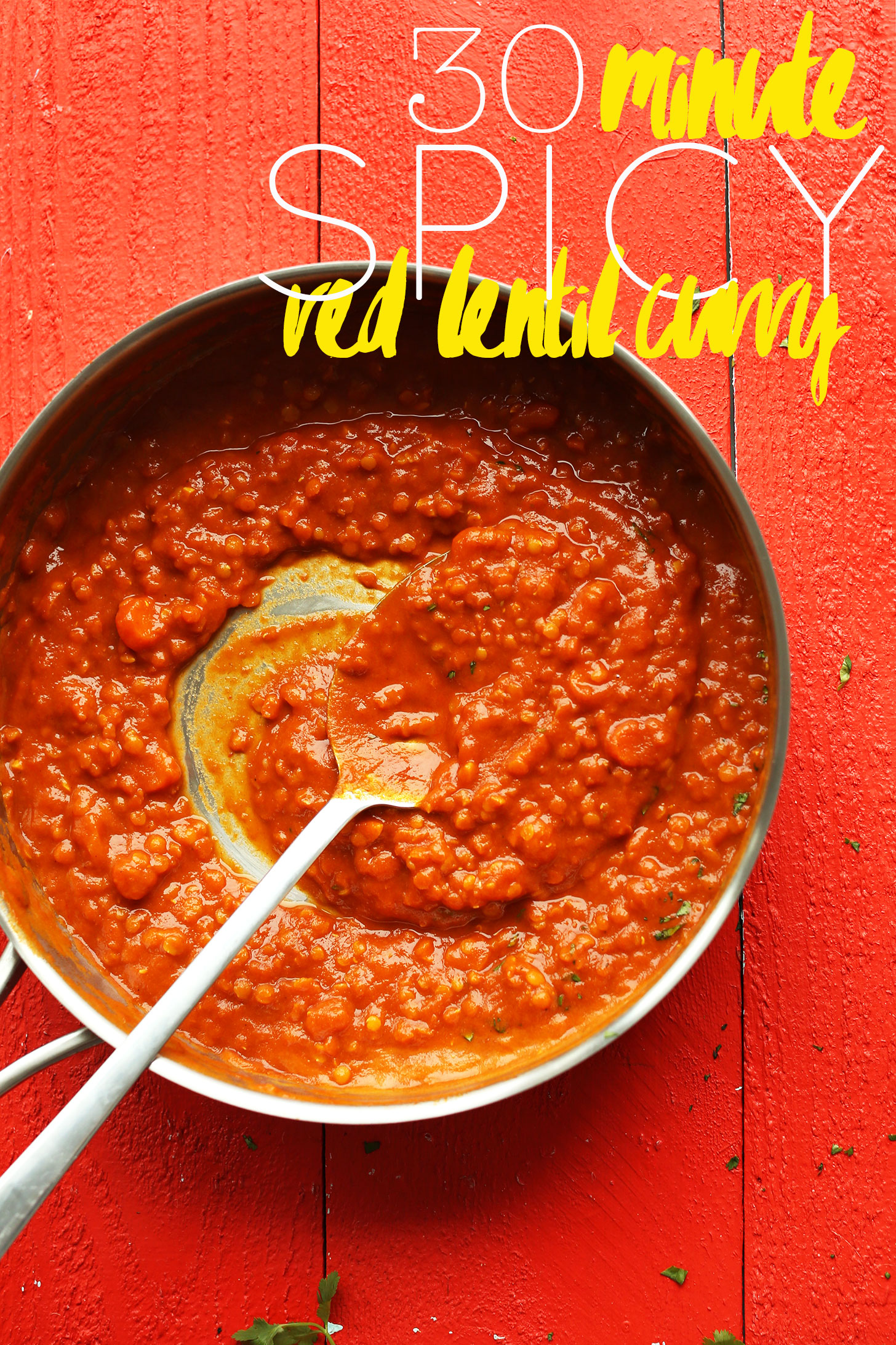 Pan of our simple to make gluten-free vegan Spicy Red Lentil Curry