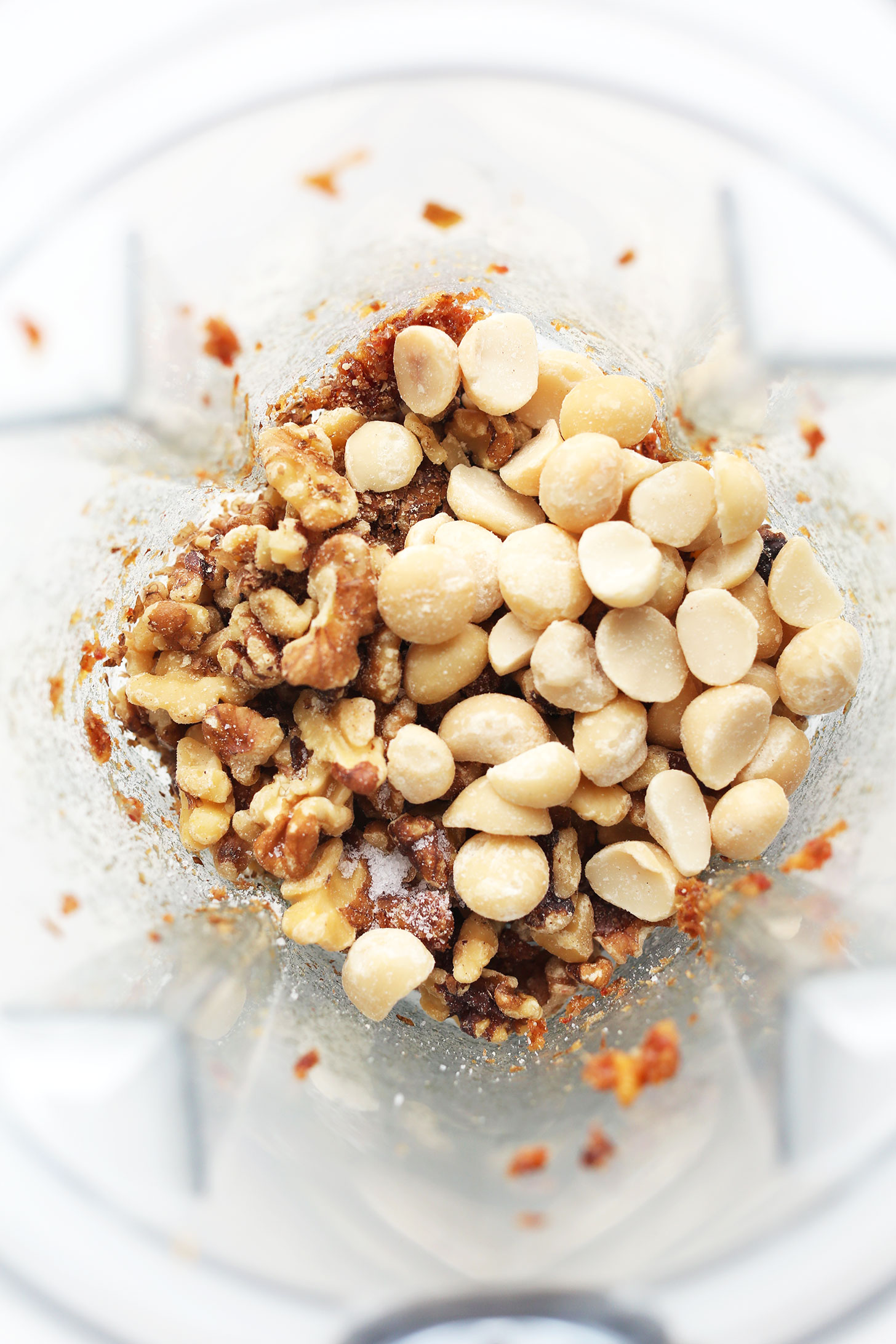 Bowl with ingredients for making our White Chocolate Macadamia Nut Cheesecake