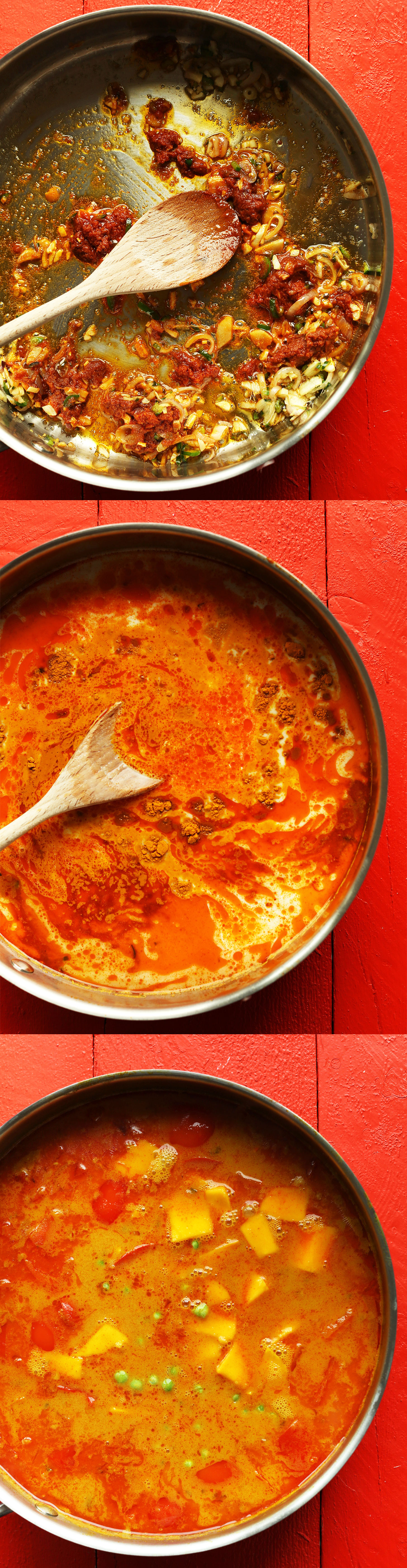 Making insanely delicious Yellow Thai Mango Curry in a pan