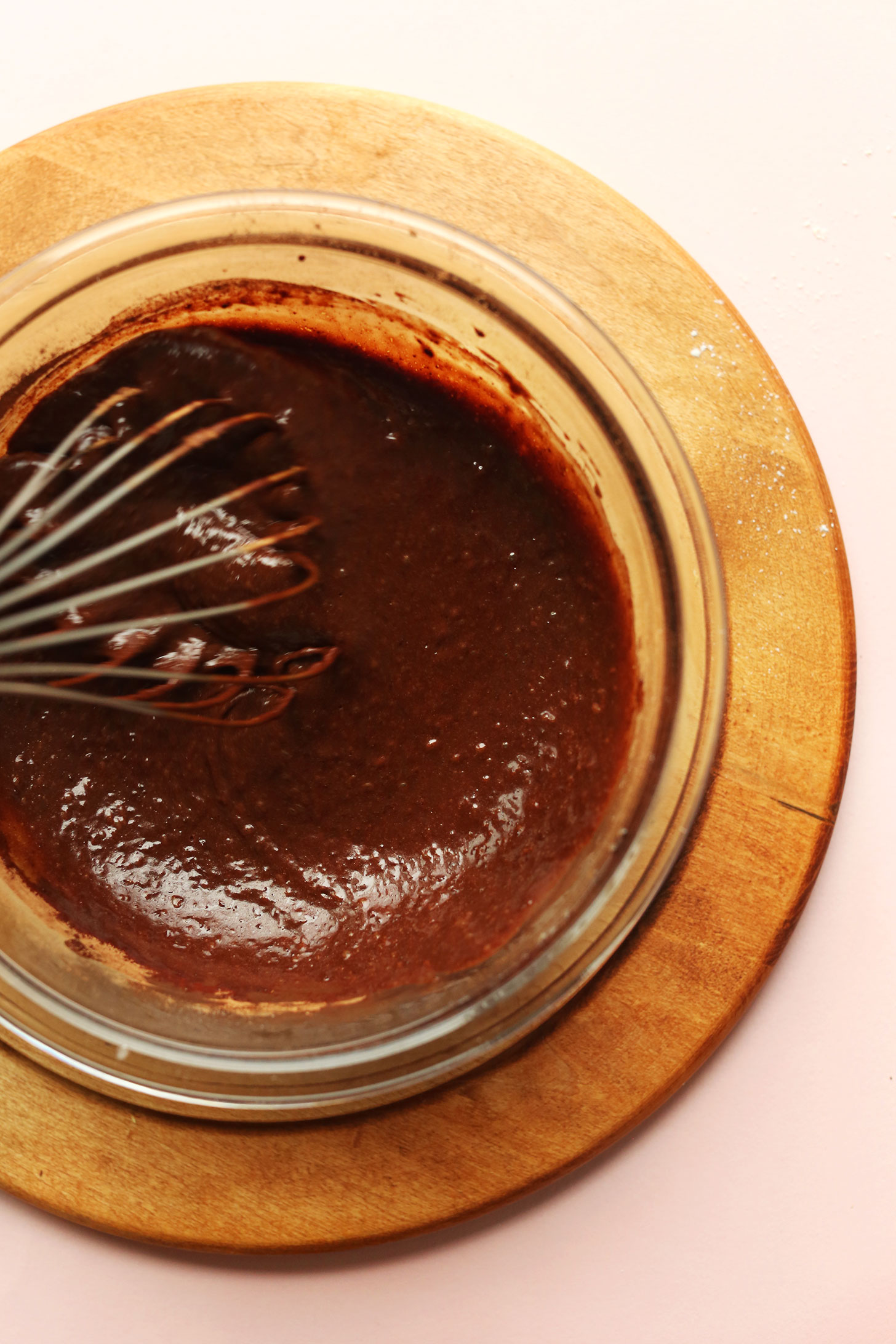 Whisking batter for Fudgy Gluten-Free Brownie batter