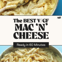 Two pans of our BEST vegan gluten-free mac 'n' cheese that comes together in 1 hour