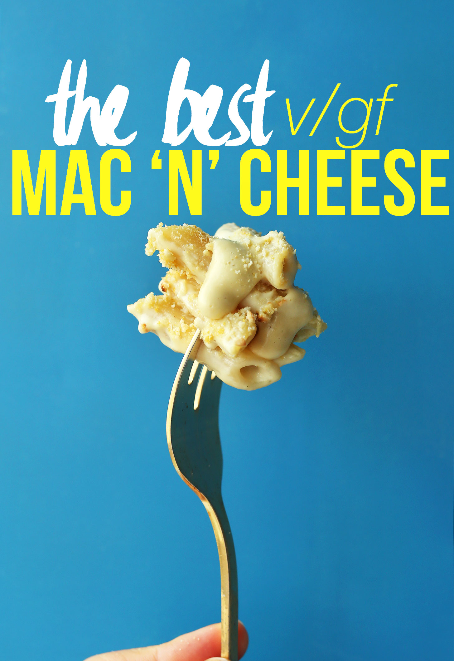 Grabbing a bite of the most delicious homemade gluten-free vegan mac n cheese