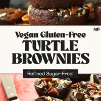 Side and angled views of a batch of our vegan gluten-free turtle brownies