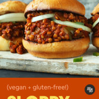 Wood plank with Vegan Sloppy Joes