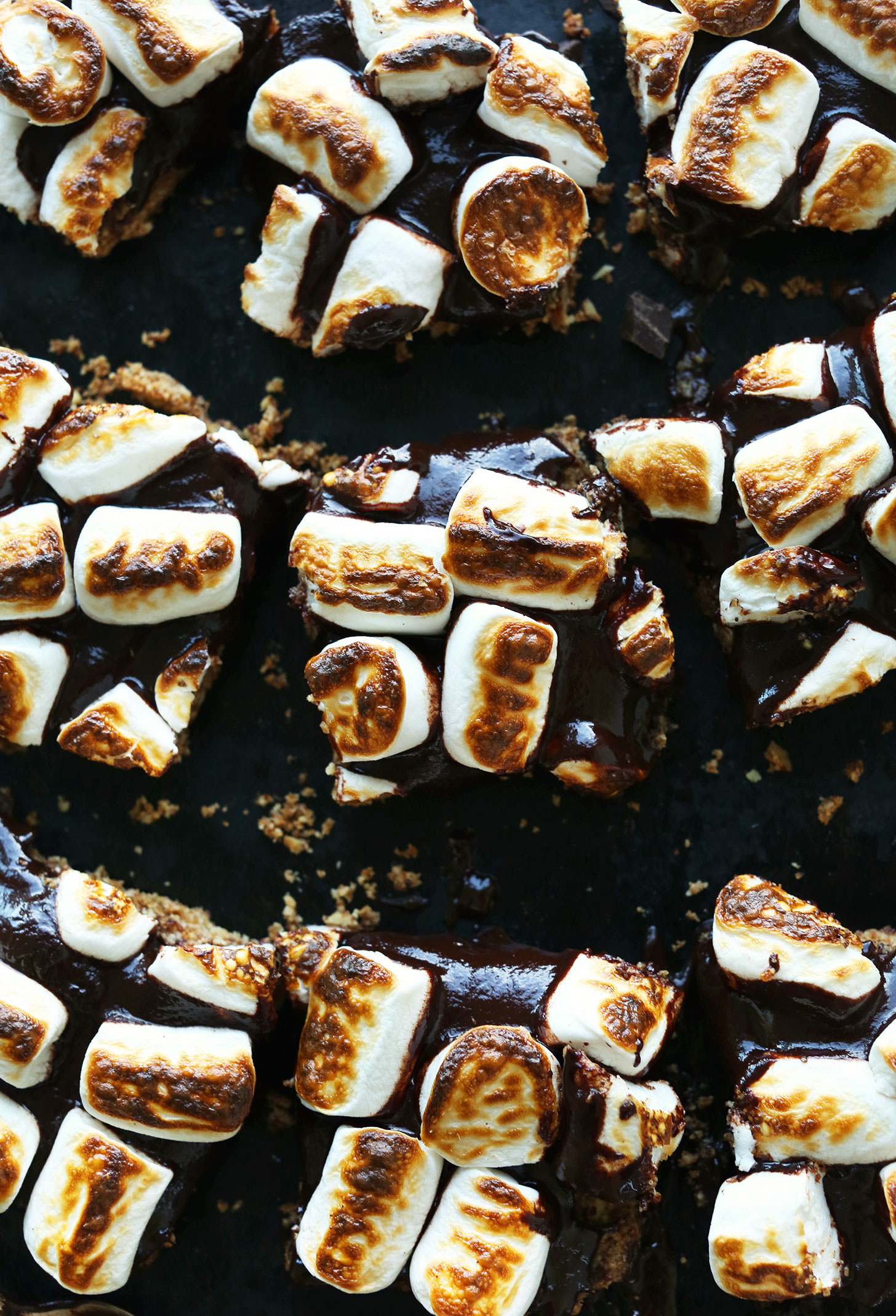Squares of our Amazing Vegan Gluten-Free S'Mores Bars