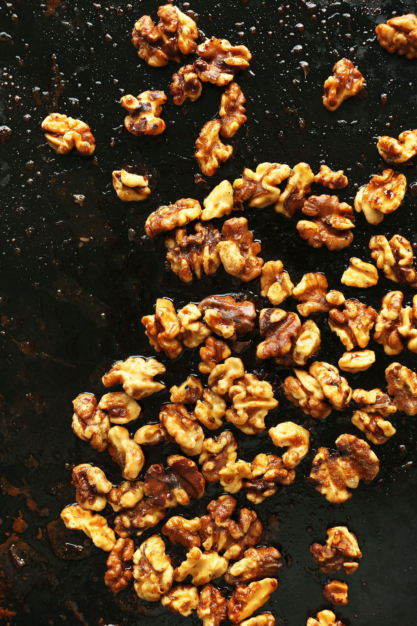 Baking sheet with Candied Walnuts for topping salad