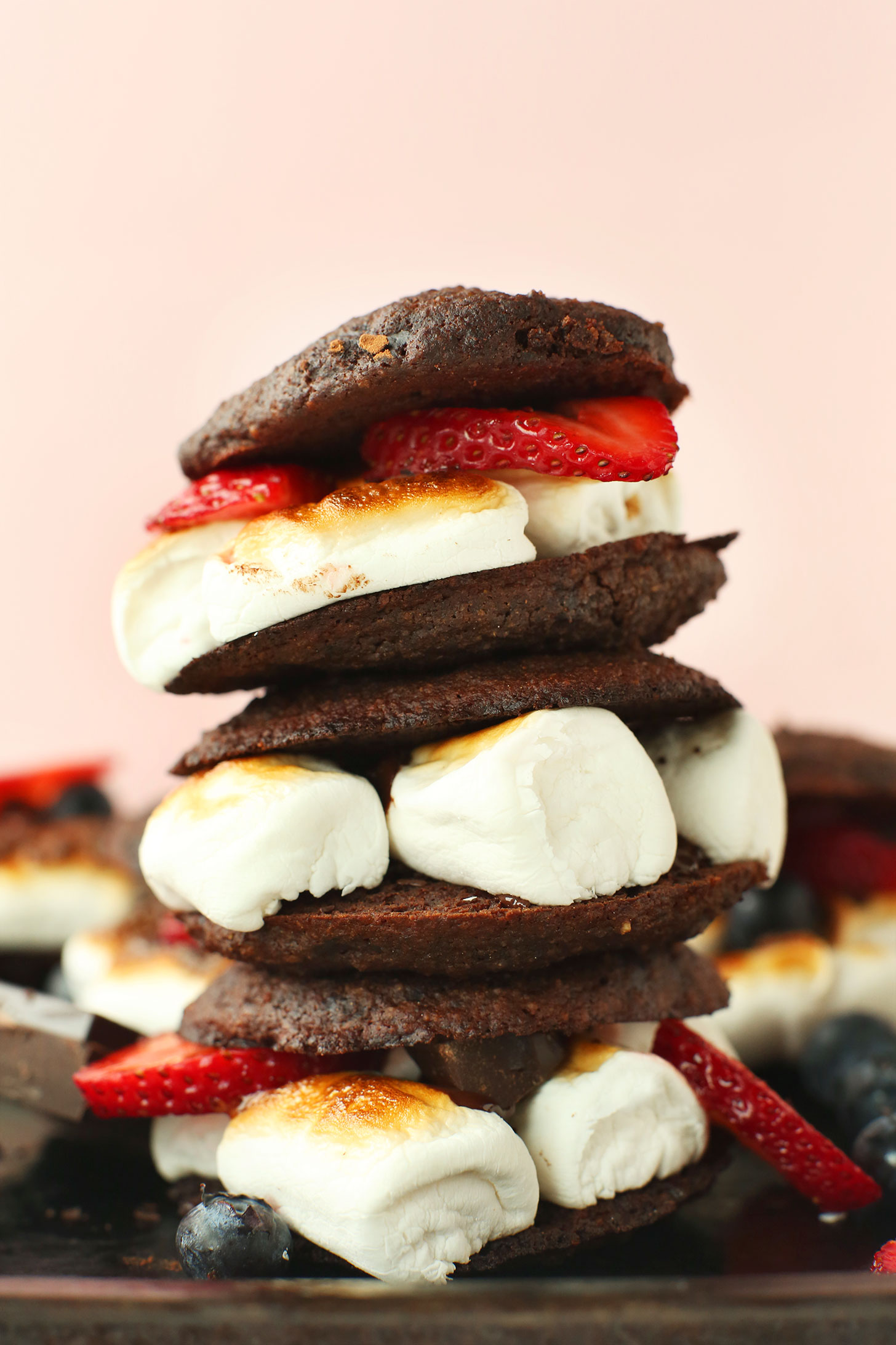Stack of gluten-free vegan Whoopie Pie S'Mores