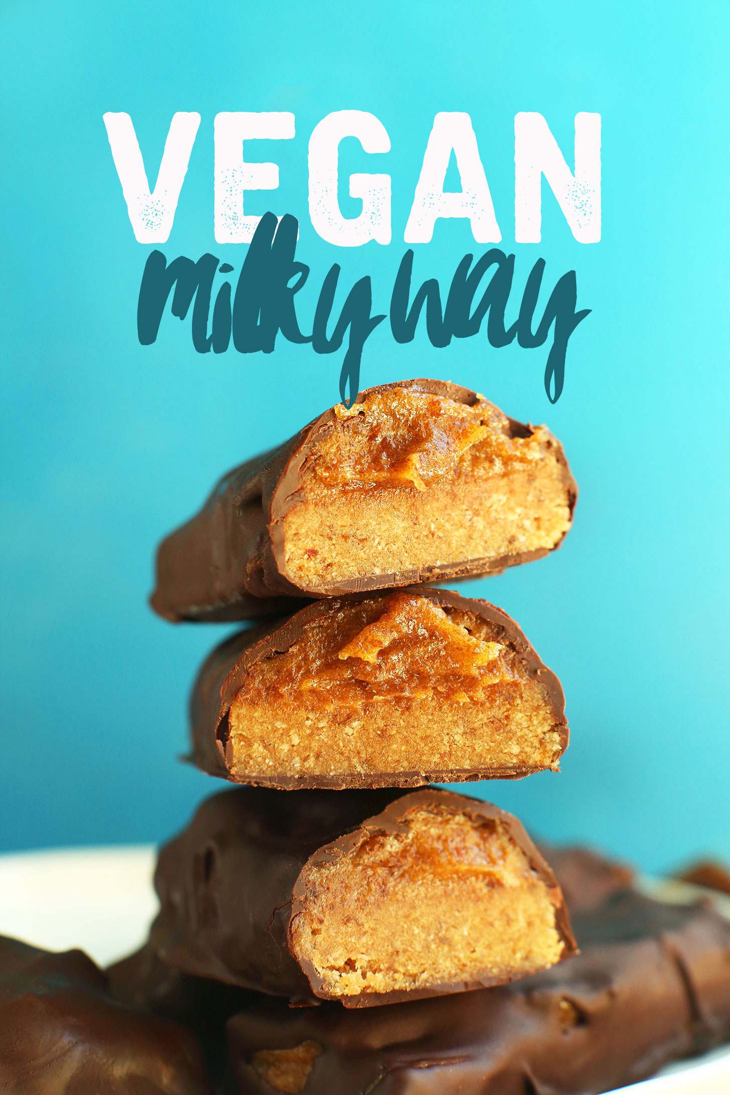 Stack of our gluten-free plant-based Milky Ways that require no baking to make