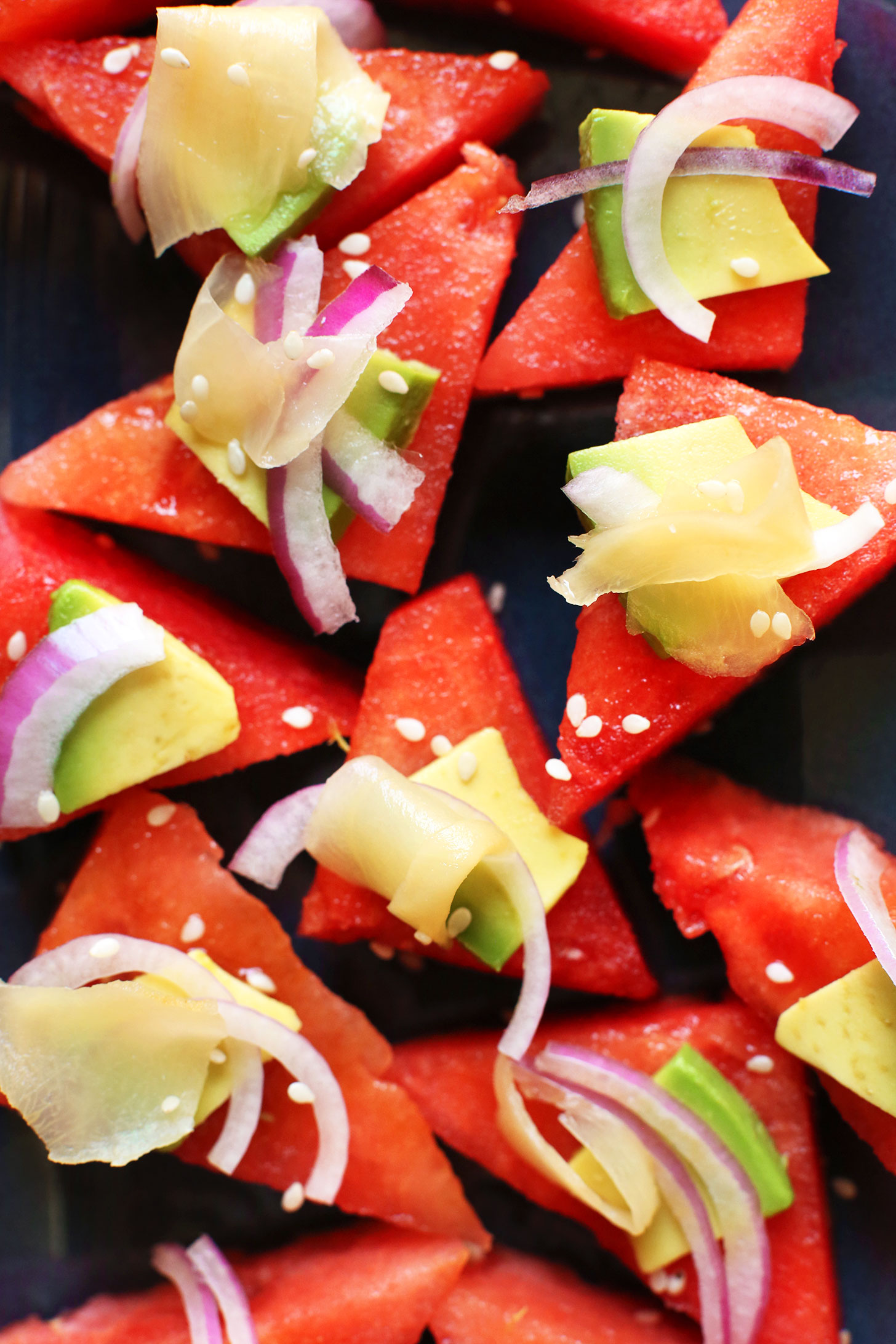 Platter with amazing Watermelon Sashimi for a plant-based appetizer recipe