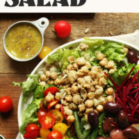 Photo with a plate of Vegan Nicoise Salad with text above it that says ready in 30 minutes