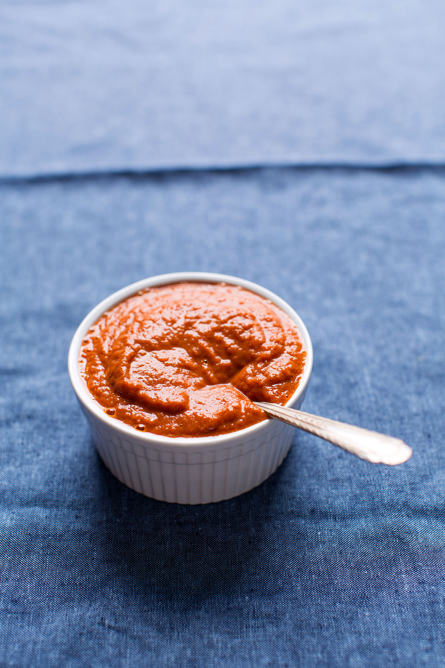 A bowl of sauce for Saucy Butternut Squash and Portobello Tacos