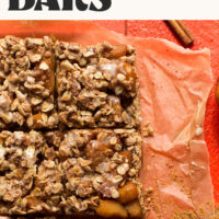 Overhead photo of a batch of our vegan gluten-free apple pie crumble bars
