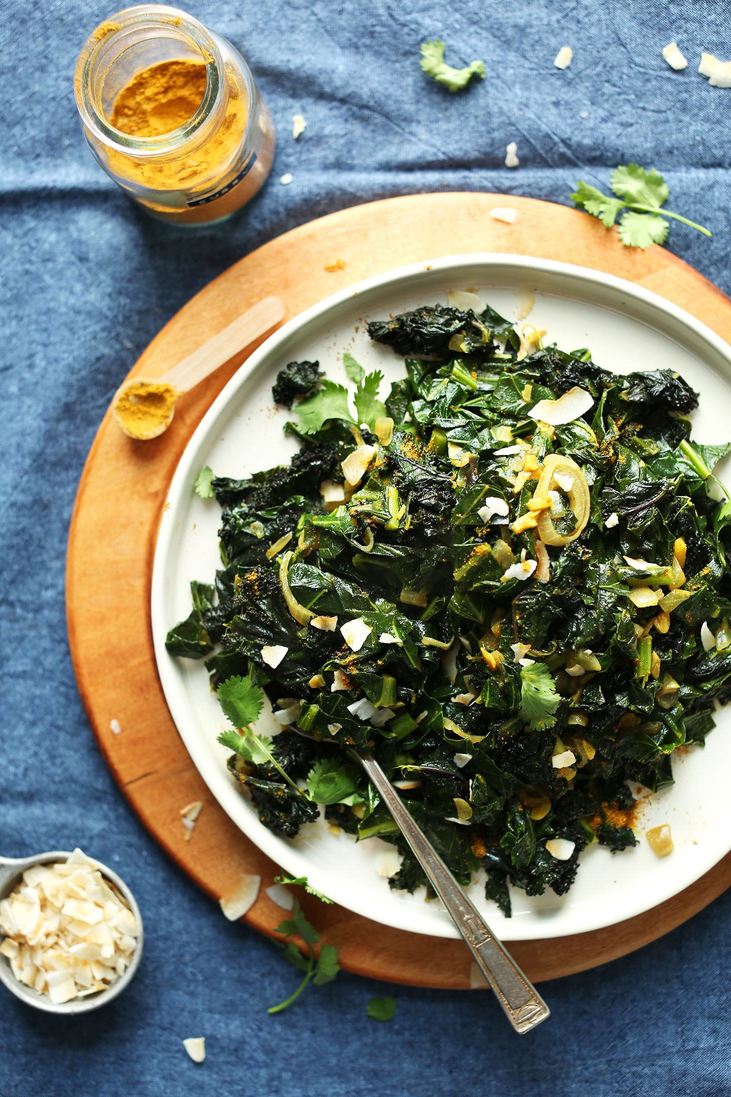 Quick and easy Coconut Curry Greens on a plate