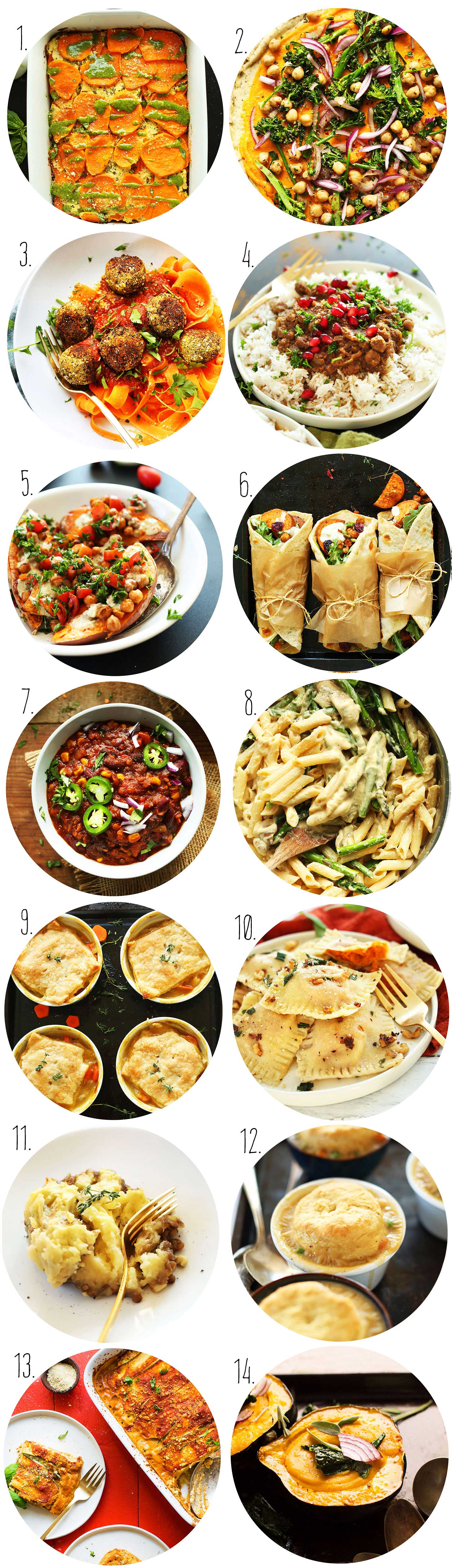Collection of photos showcasing our Easy Vegan Thanksgiving Main Dish recipes