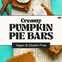 Overhead photos of our creamy vegan gluten-free pumpkin pie bars
