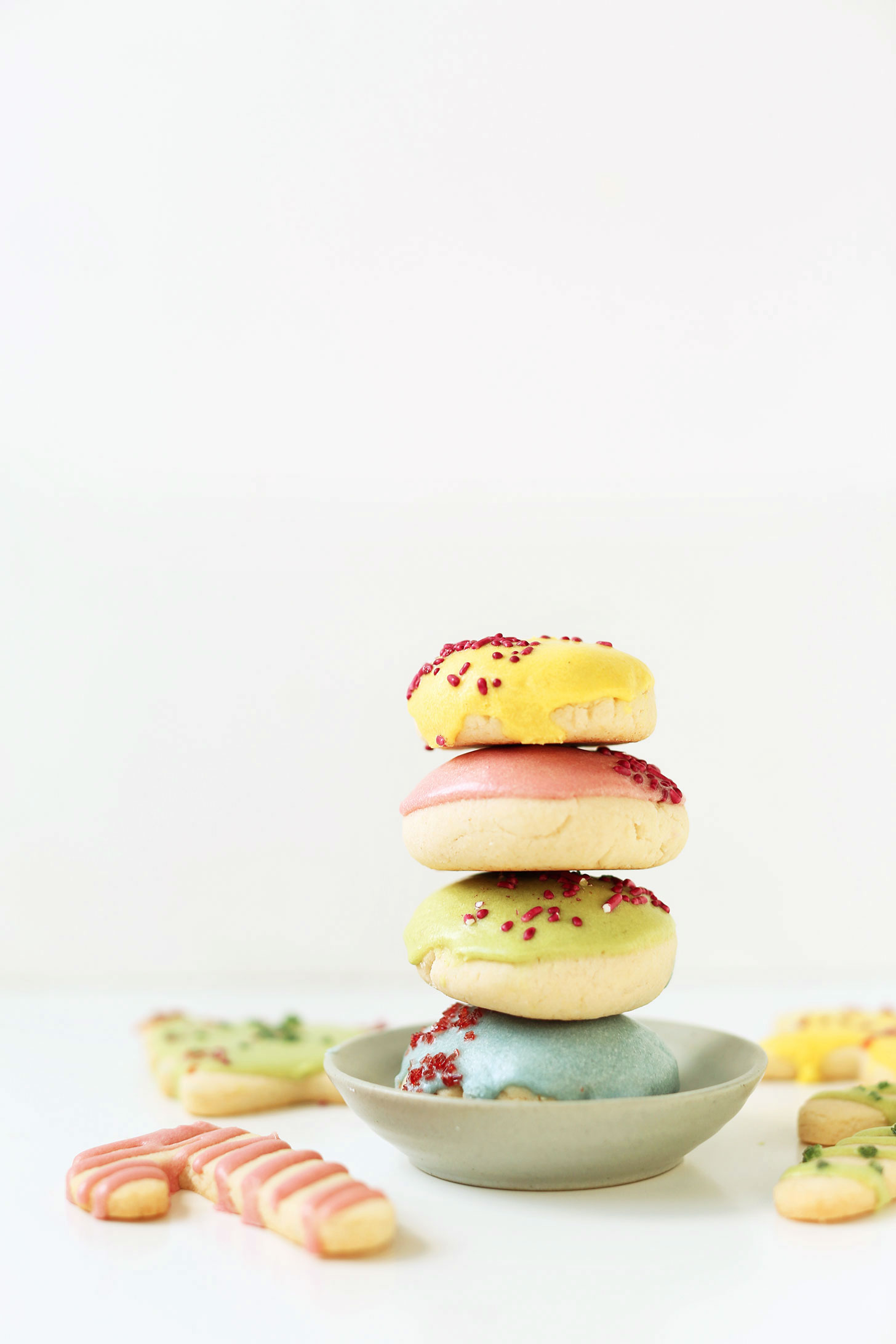 Stack of multi-colored Vegan Gluten-free Sugar Cookies