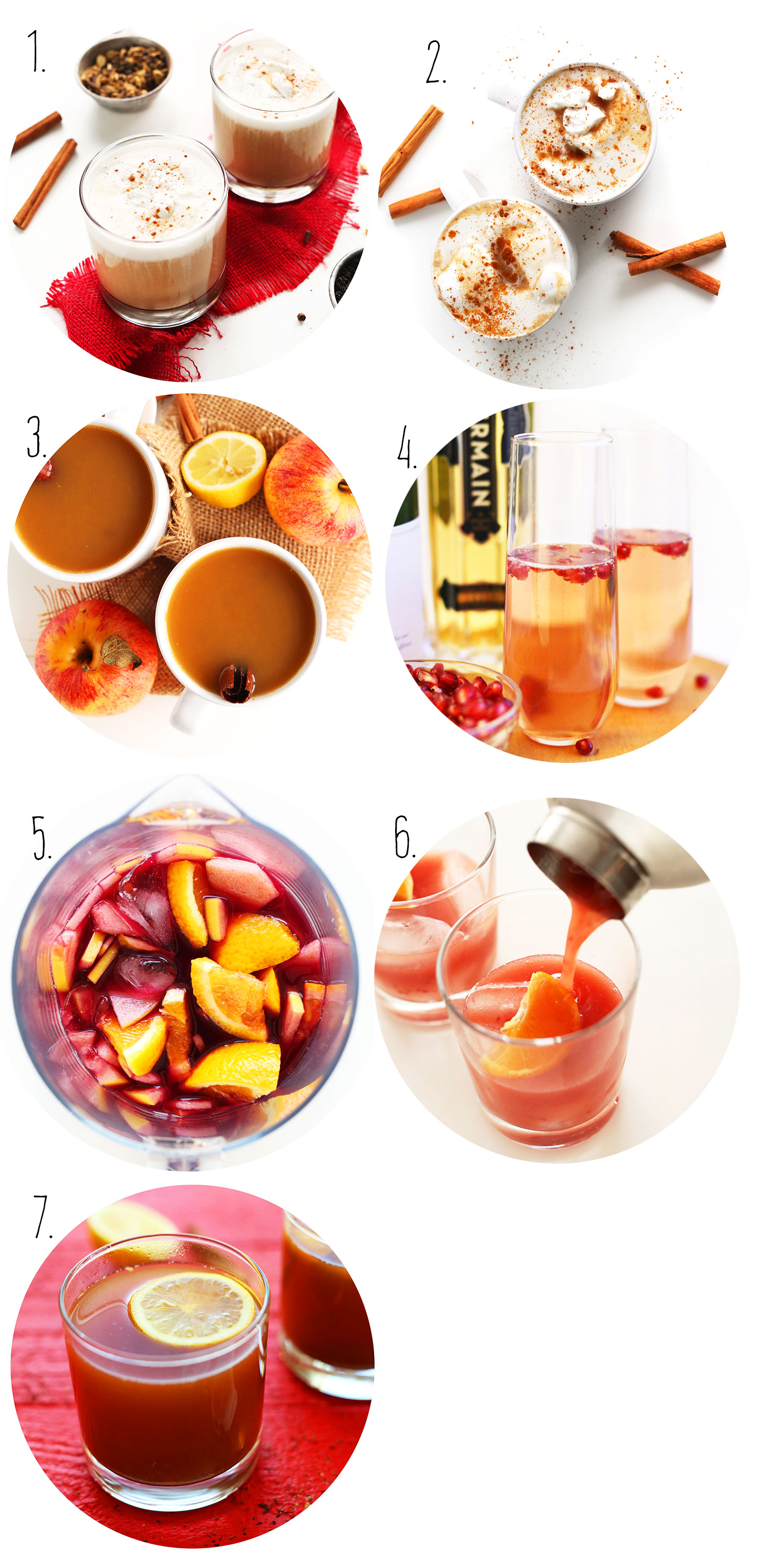 Collection of photos showcasing our Easy Vegan Thanksgiving drink recipes