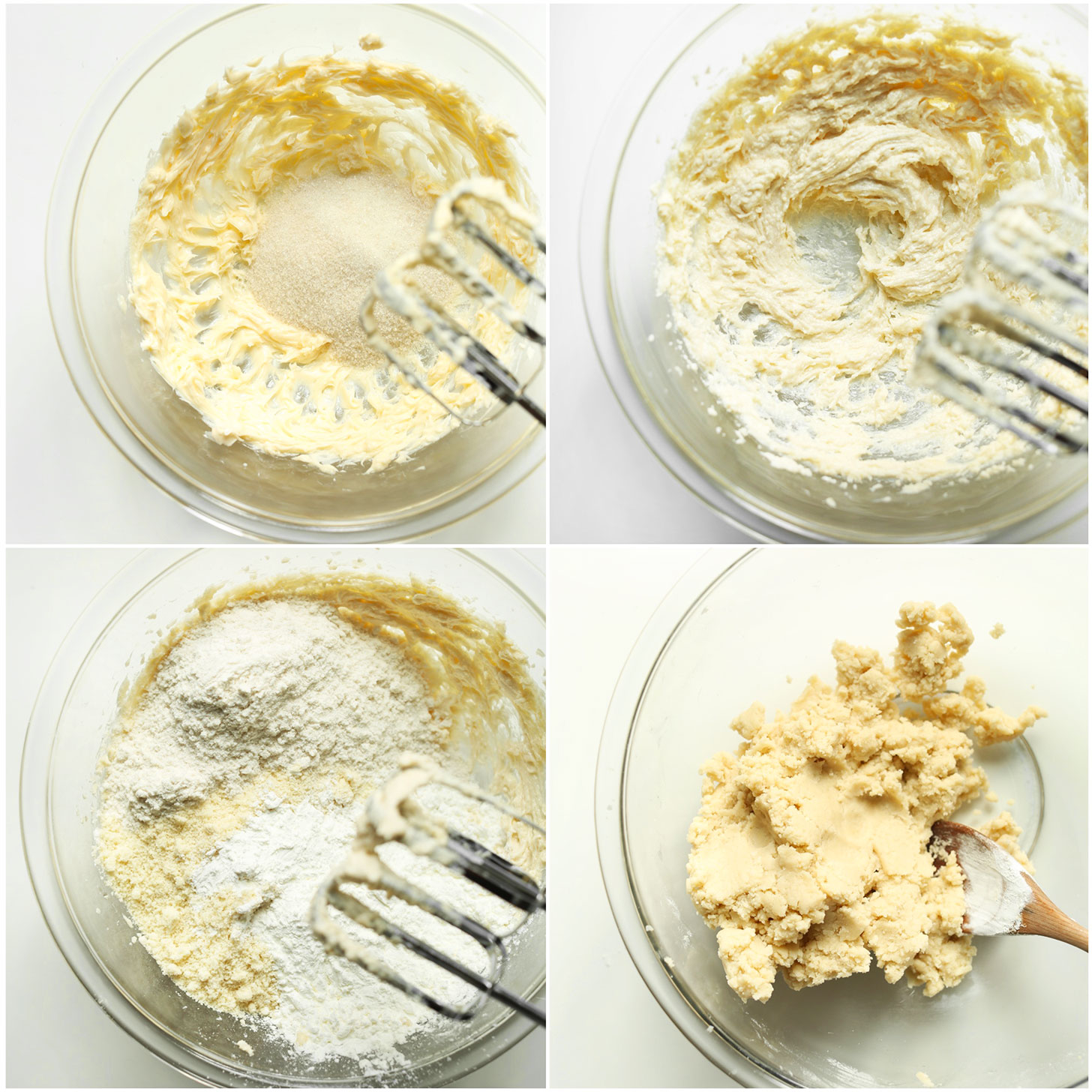 Series of photos showing the steps for how to make Vegan Gluten Free Sugar Cookie dough